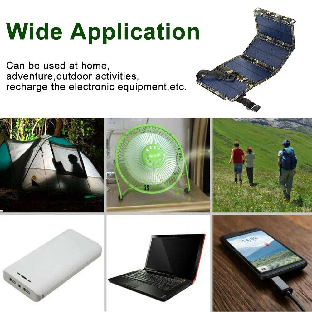 Paddsun 80W USB Solar Panel Folding Power Bank Outdoor Camping Hiking Phone Charger USA
