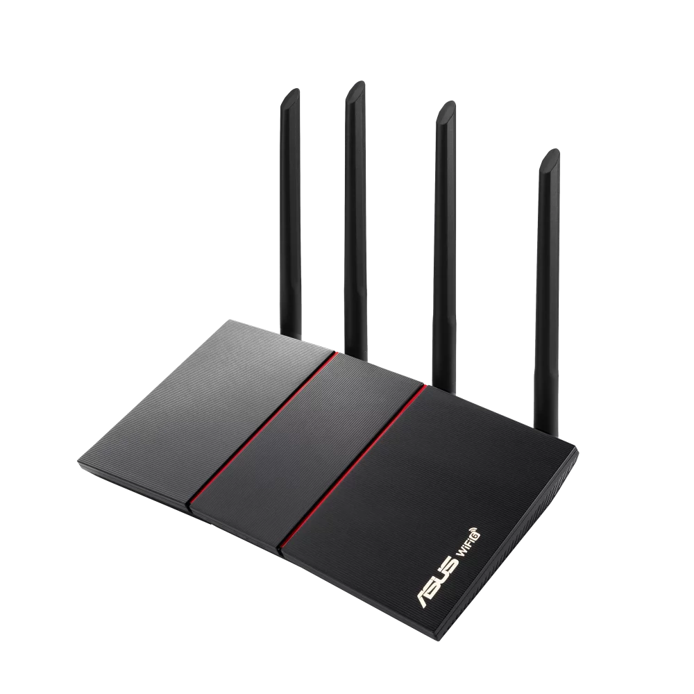 Asus RT-AX55 Wi-Fi 6 IEEE 802.11ax Ethernet Wireless Router - 2.40 GHz ISM Band - 5 GHz UNII Band - 4 x Antenna(4 x External) - 225 MB/s Wireless Speed - 4 x Network Port - 1 x Broadband Port - Gig...