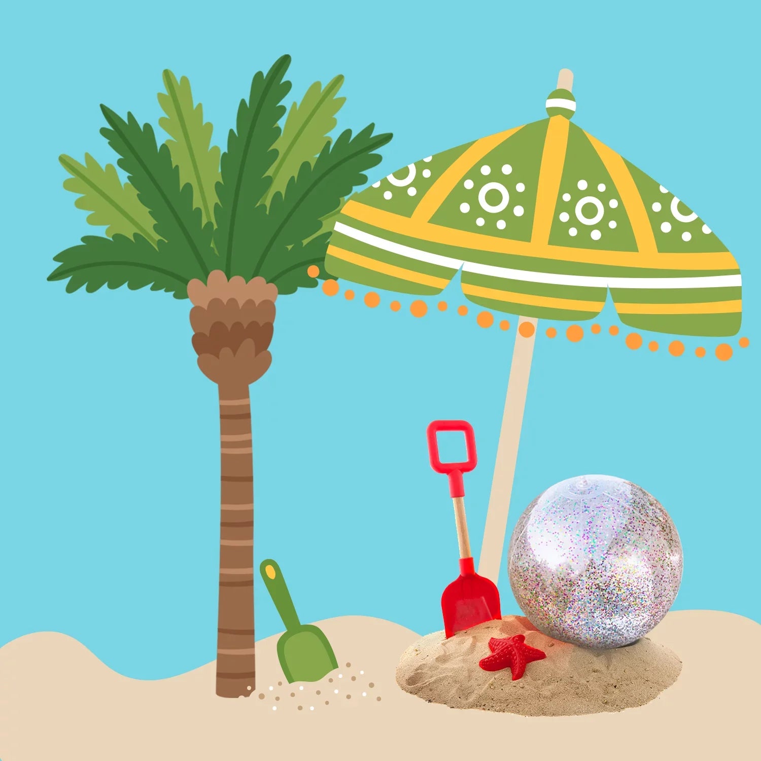 Junipel InfLatitudeable Beach Glitter Ball with Confetti 16 & 24 Inch Premium Beach Theme Water Sand Toy for Beach Party Decoration, Pool Party Supplies Summer Beach Balls -Set of 6 |