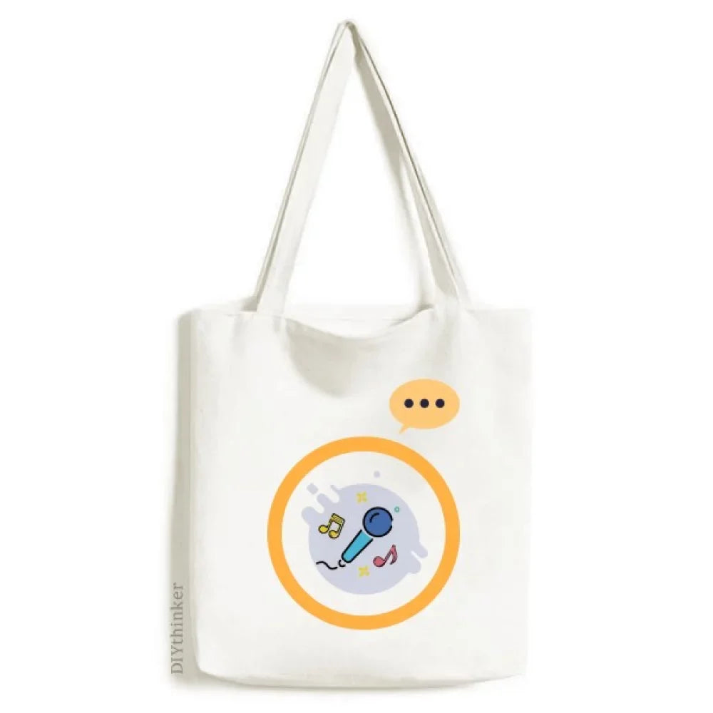 microph descant sing expression sack canvas tote shoulder bag