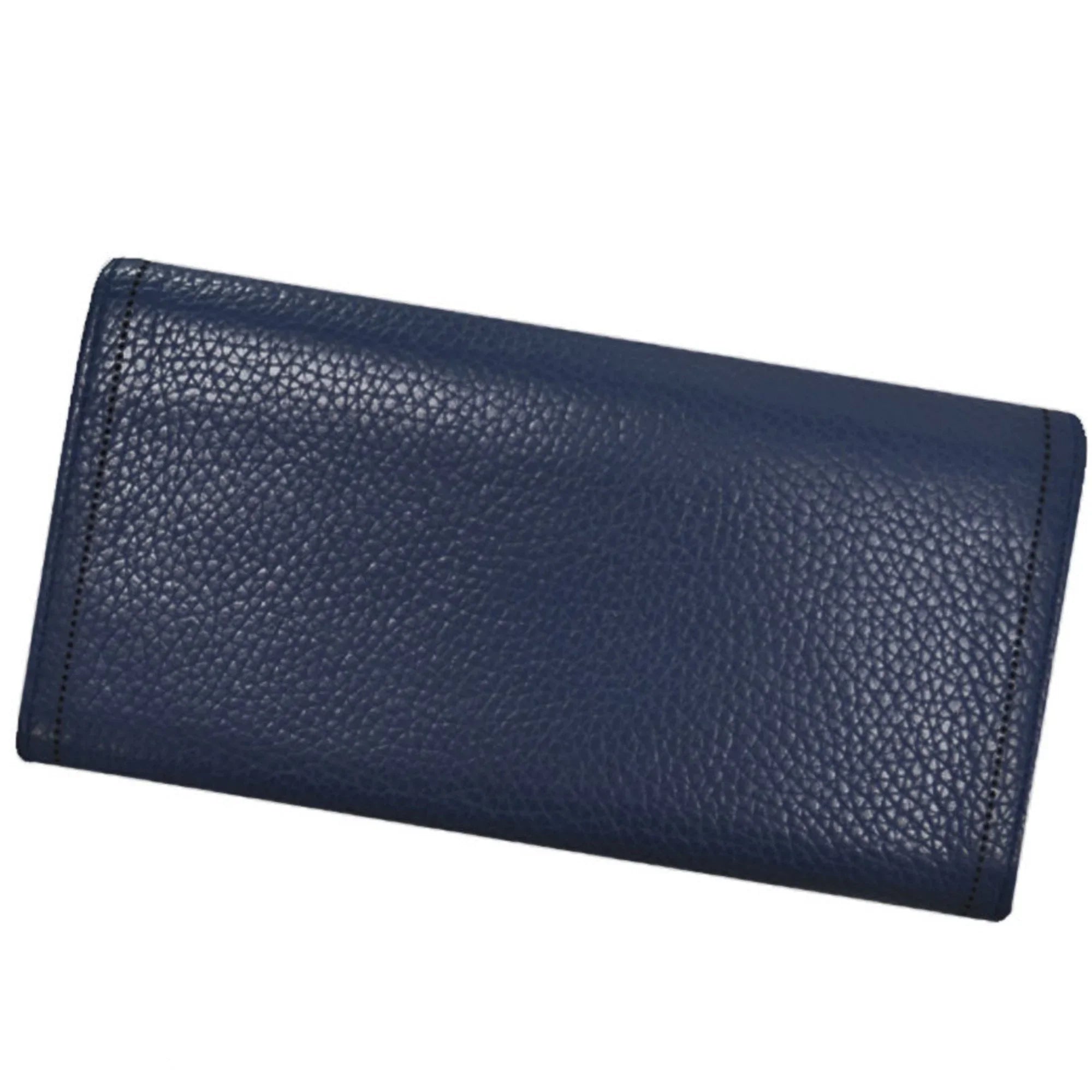 Pre-Owned Balenciaga BALENCIAGA long wallet navy leather folio women's (Good)