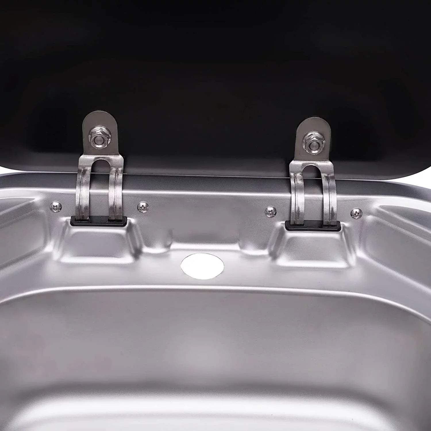 Miumaeov RV Kitchen Sink Stainless Steel Hand Wash Basin Sink With Tempered Glass Lid Outdoor RV Single Bowl Hand Wash Basin Sink For Caravan, Camper And Kitchen
