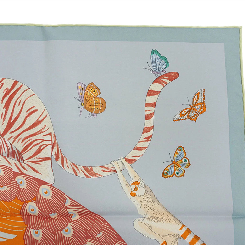 Pre-Owned Hermes HERMES Carre 90 Story Blue Glacier Pink Multicolor Scarf Muffler H003875S Women's Silk Men's STORY SCARF90 2022AW Purchased in July 2022 (Like New)