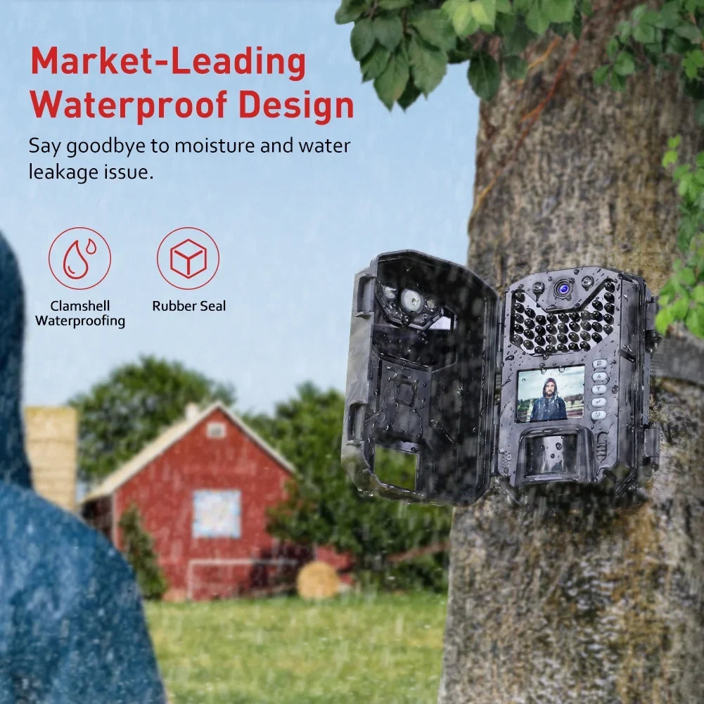 Victure HC520 4K/30MP Trail Camera  IP66 Waterproof  with LEDs Infrared Night Vision Game Camera 120° Detection Angle with 0.3' Trigger Speed for Outdoor Security