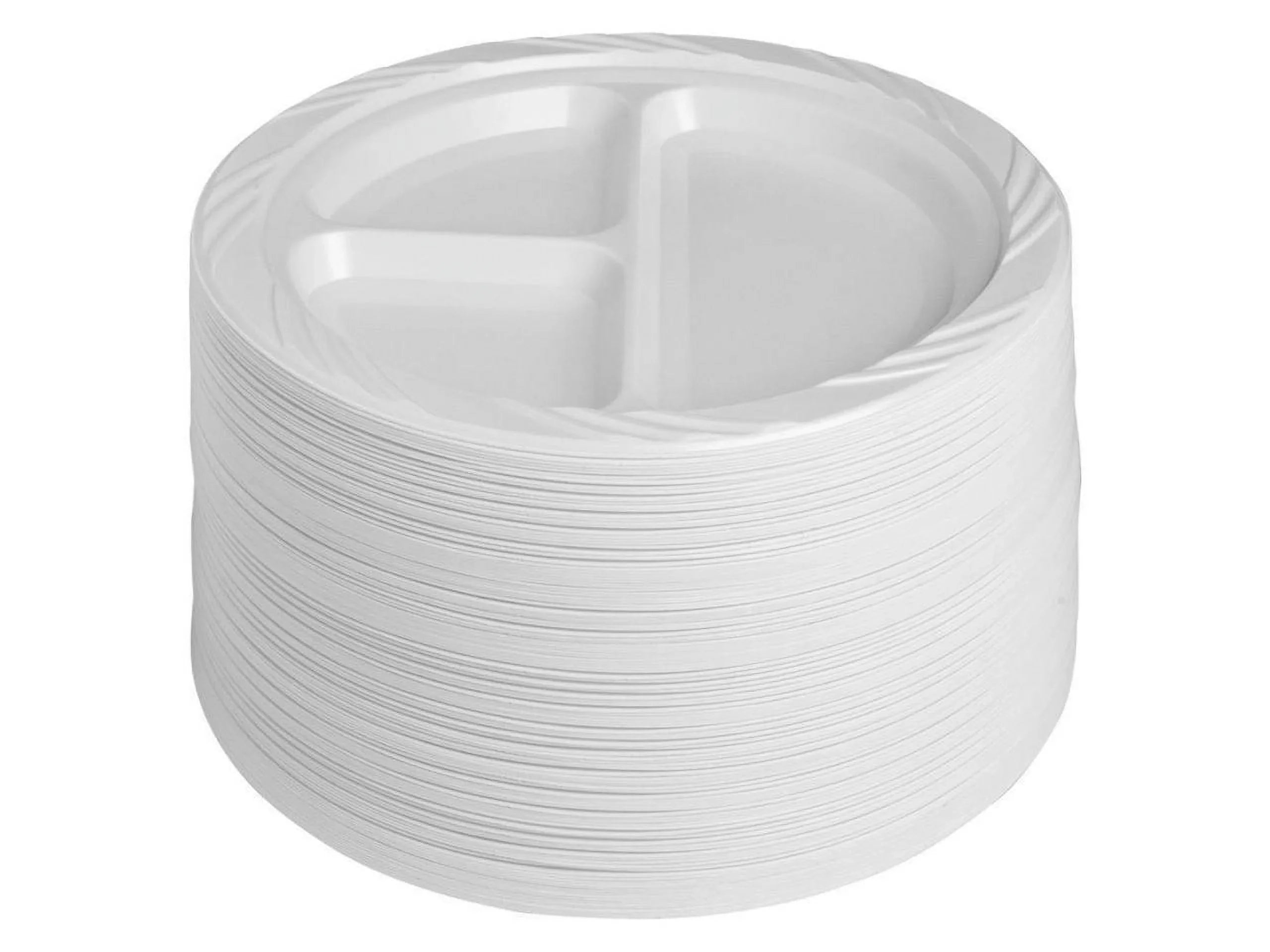 Genuine Joe 3-section Round Plastic PLatitudees, 9", 125 Pack, GJO10425