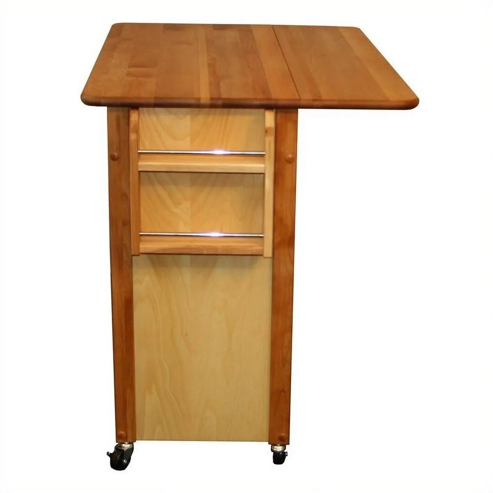 Pemberly Row 44" Wood Butcher Block Drop Leaf Kitchen Island in Brown