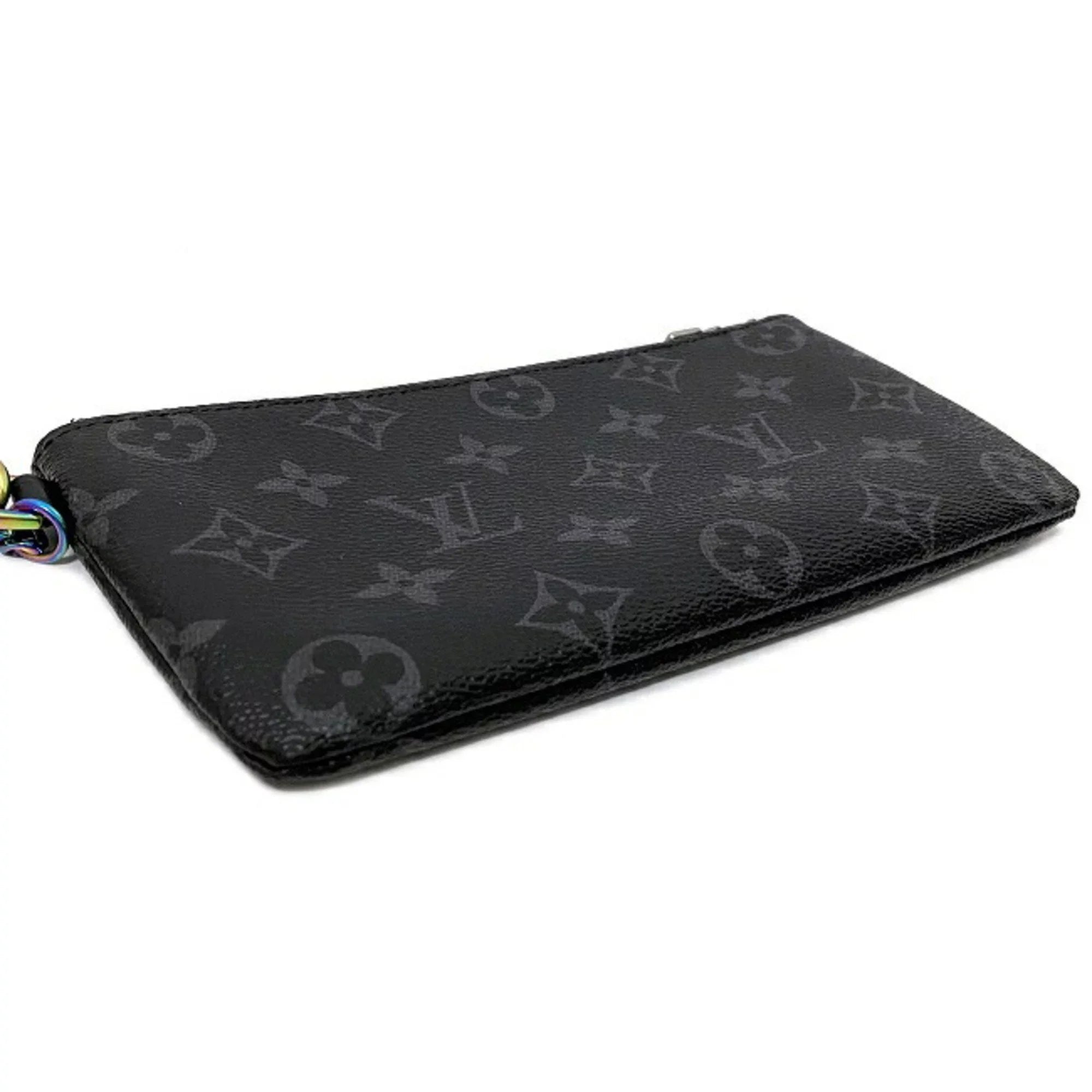 Pre-Owned Louis Vuitton Pouch Fragment iPhone Black Gray Rainbow Monogram Eclipse Flash M64433 UB1137 LOUIS VUITTON Hiroshi Fujiwara Collaboration (Good)