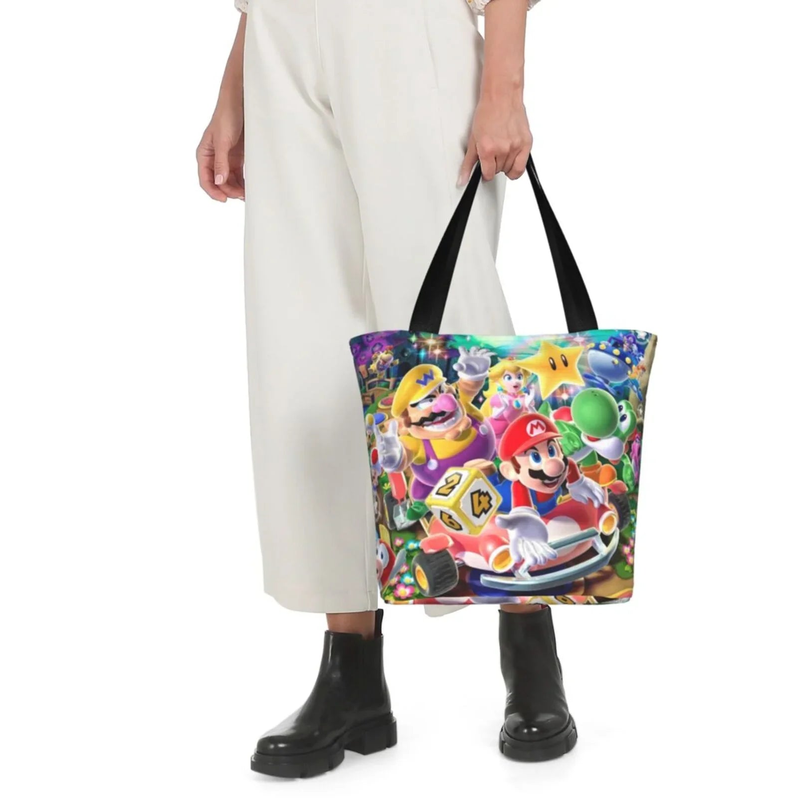 Super Mario Poster Women's Tote Bag Large Capacity Shoulder Handbag For Travel Beach Shopping Business Work School
