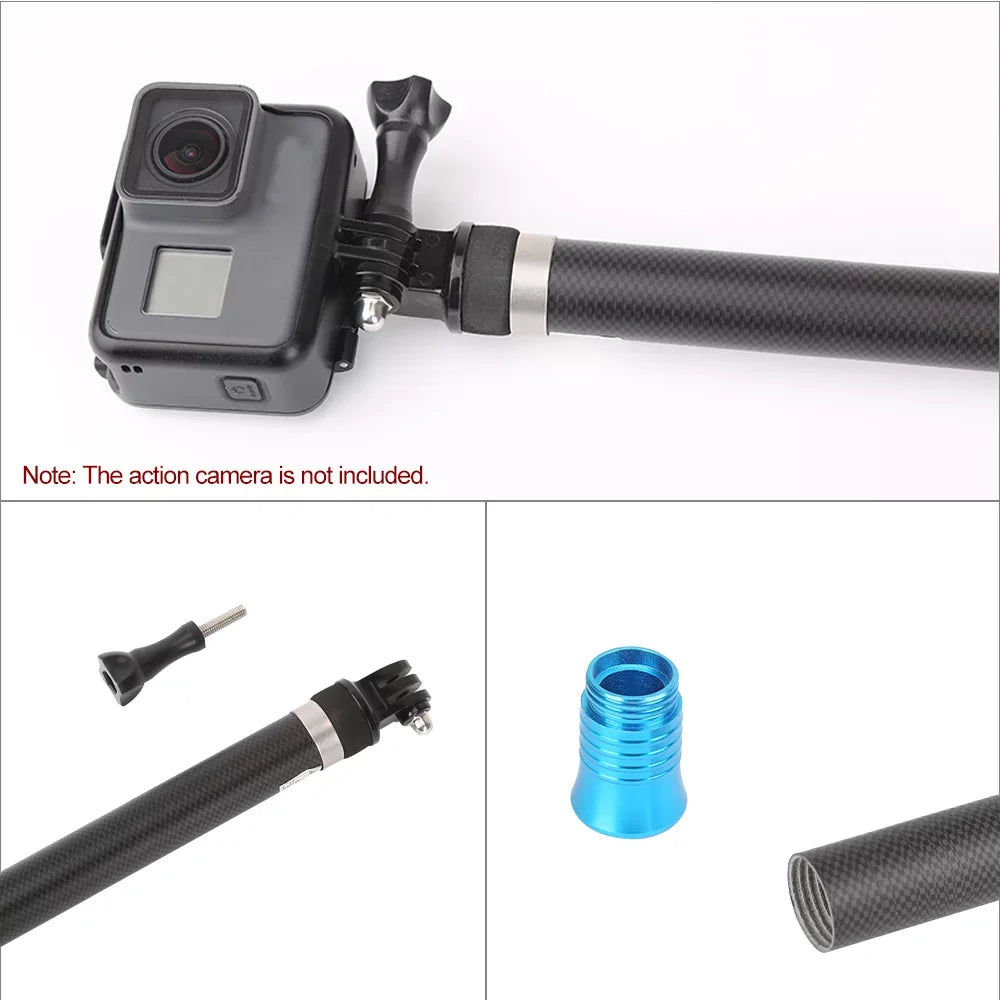 Telesin 2.7M/106 Inch Ultra Long Carbon Fiber Selfie Stick Lightweight Extendable Handheld Pole Monopod Replacement for GoPro Hero 9/8/7/6/Hero 5 Black (2018) Replacement for One R OSMO Act