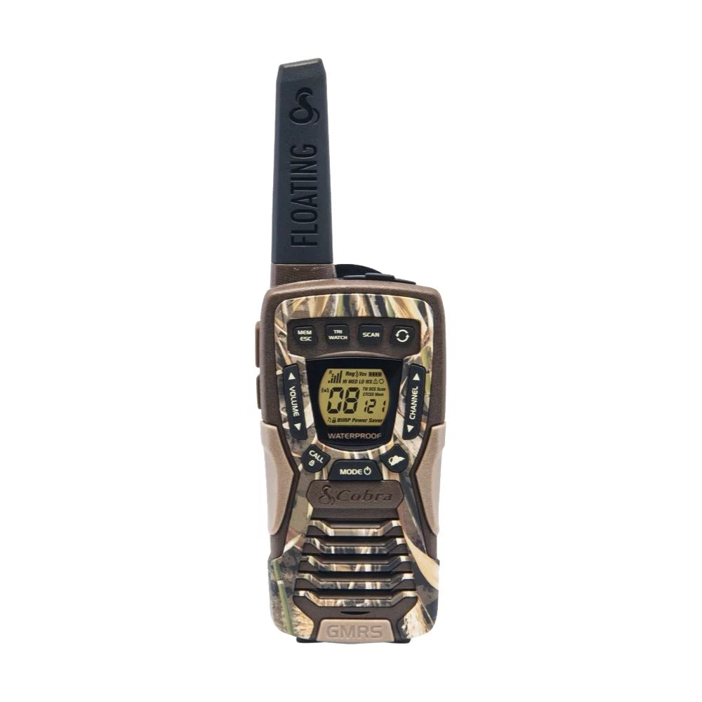 Cobra ACXT1035R FLT CAMO Waterproof Walkie Talkies for Adults - Rechargeable, Floats, 22 Channels, Long Range 37-Mile Two-Way Radio Set (2-Pack)