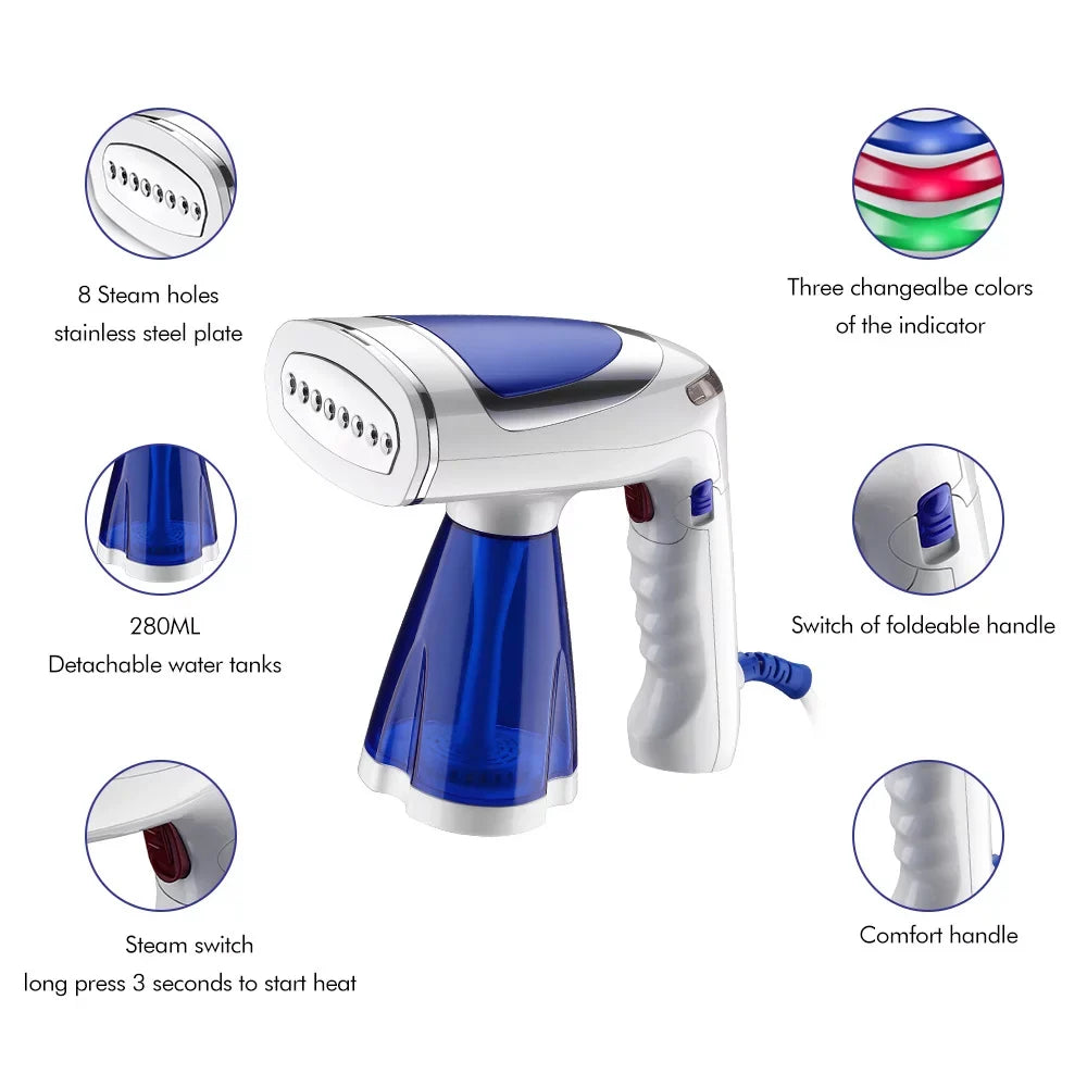 Steamer for Clothes, 30s Heat up Handheld Clothes Steamer, Portable Garment Steamer Fabric Wrinkles Remover, Travel Steamer for Clothes, Curtains and Toys