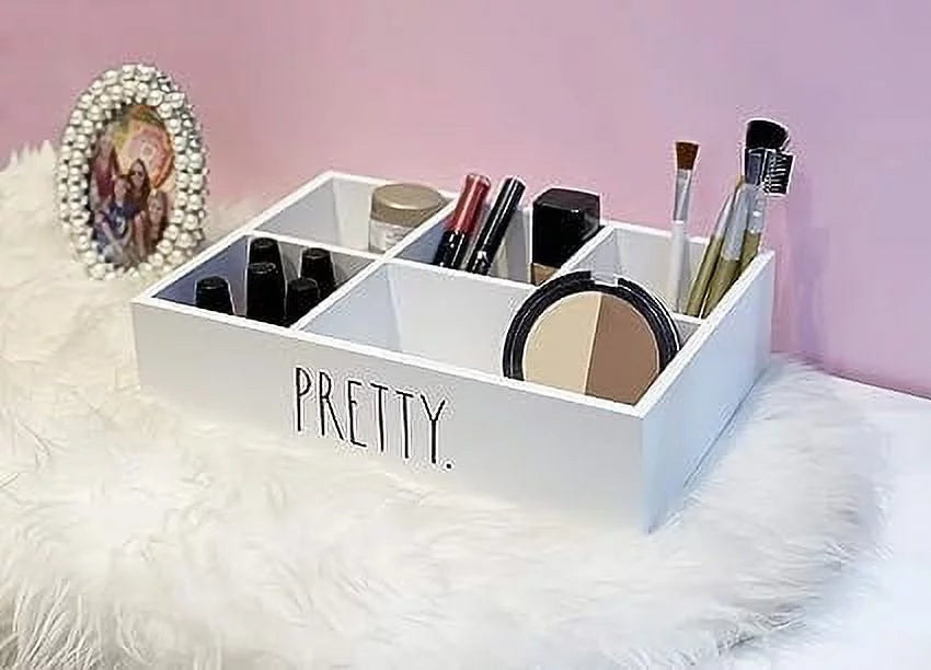 Rae Dunn Beauty Organizer - Modern Chic Makeup Storage 12 x 8.5 x 3 Inches