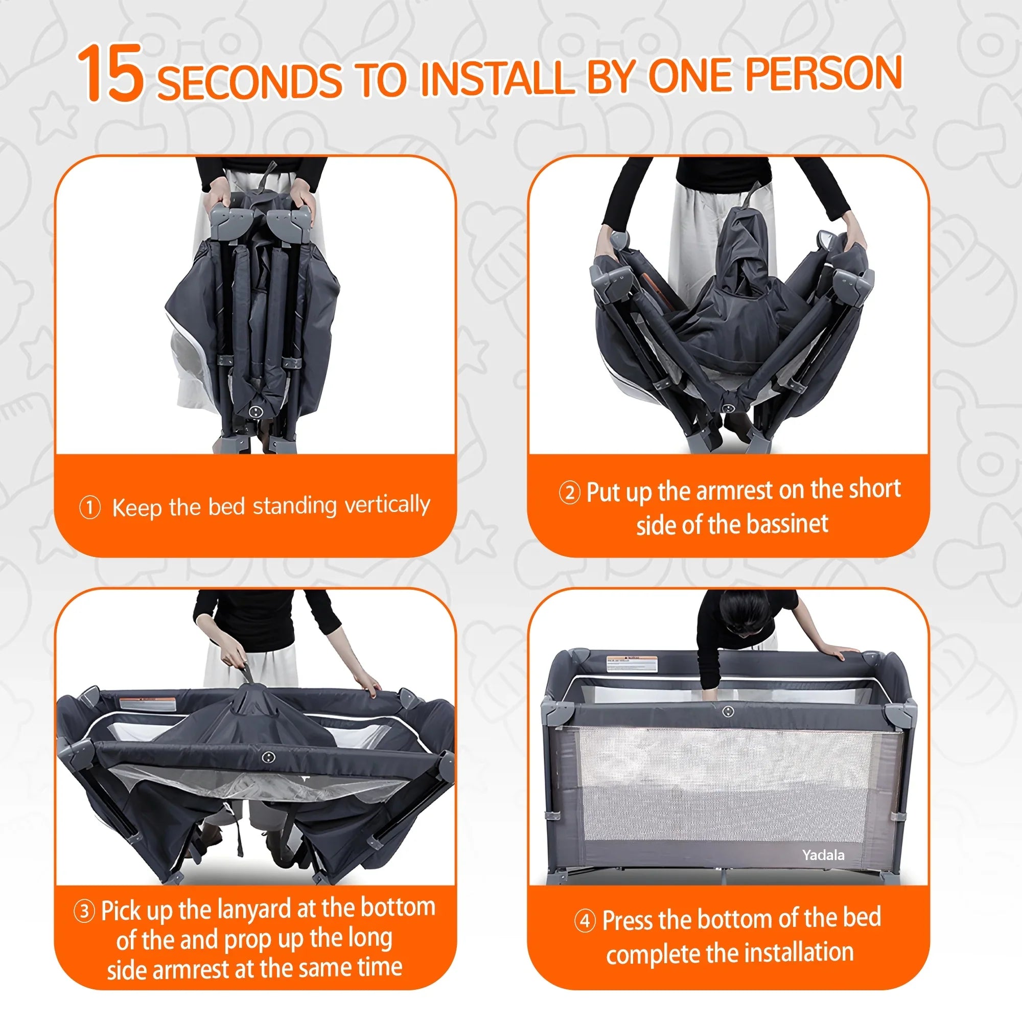 Yadala Baby Playard, One-Press Setup Pack n Play, Portable Playpen for Newborn Baby Toddler