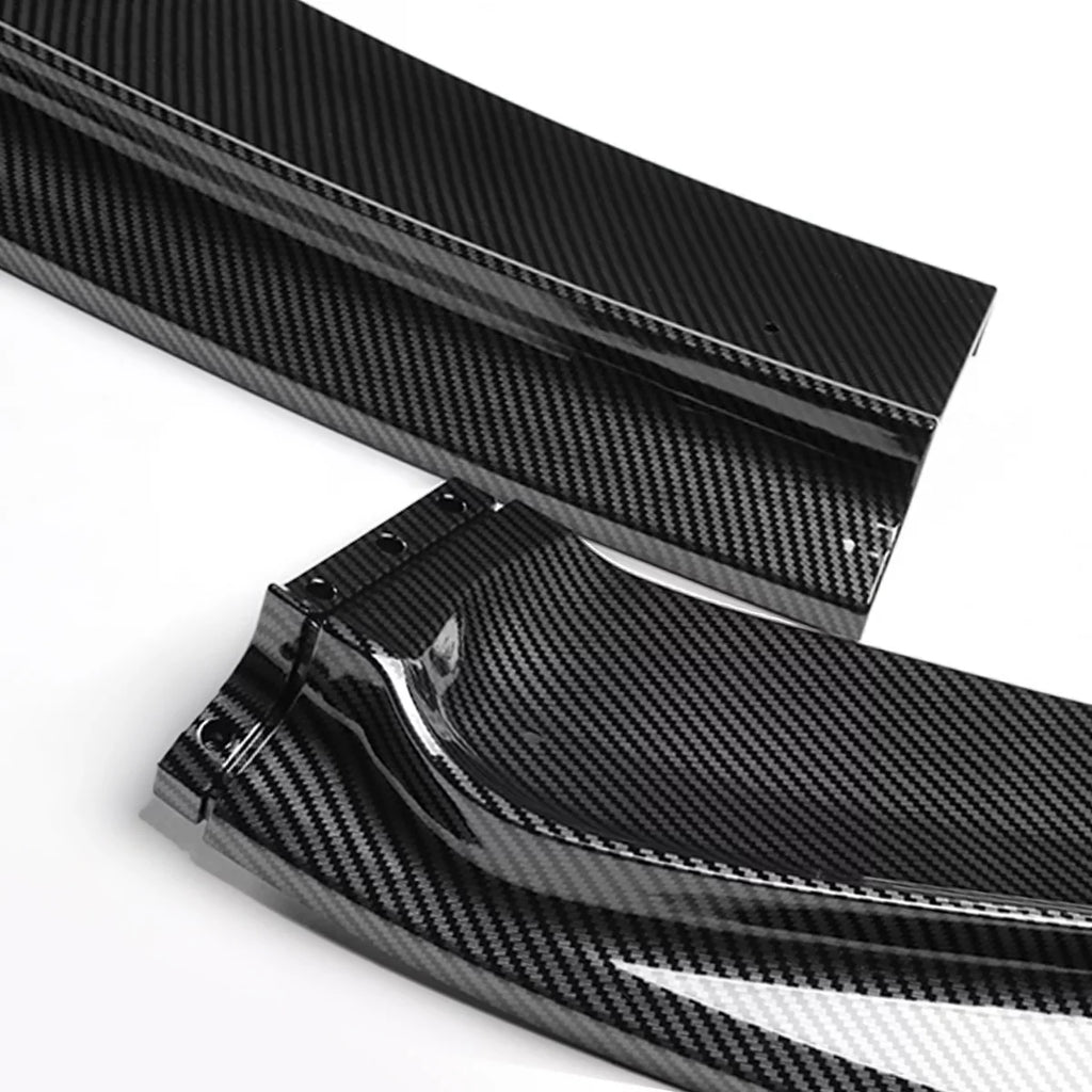 DNA Motoring 2-PU-669-PCF For 2014 to 2017 Honda Fit Carbon Fiber Look 3Pcs Front Bumper Lips Guard Body Kit w/Vertical Stabilizers