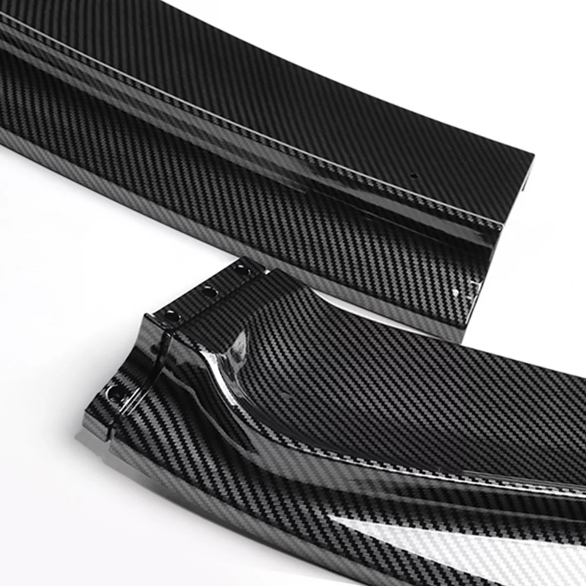 DNA Motoring 2-PU-669-PCF For 2014 to 2017 Honda Fit Carbon Fiber Look 3Pcs Front Bumper Lips Guard Body Kit w/Vertical Stabilizers