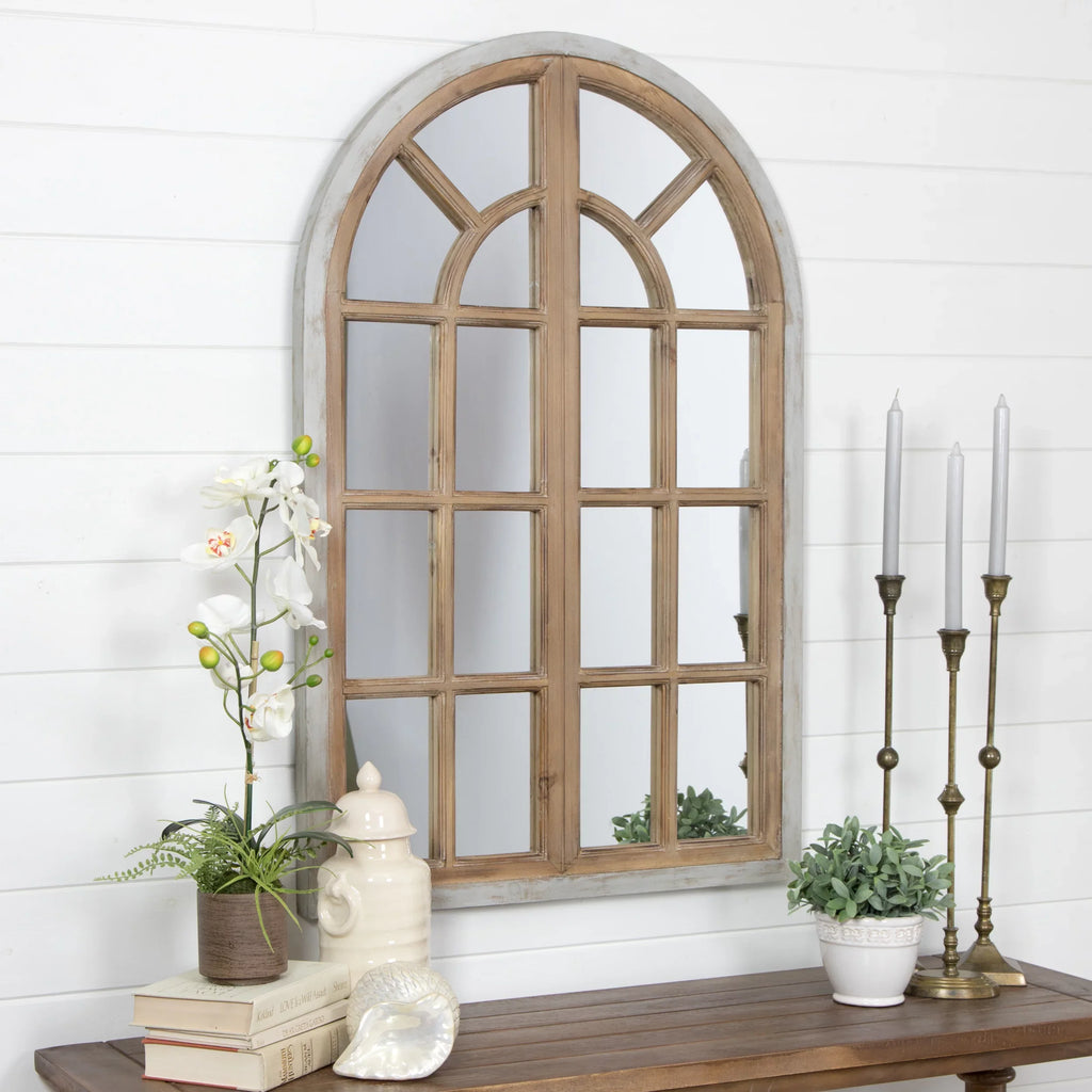 Aspire  Athena Farmhouse Arch Wall Mirror, Brown