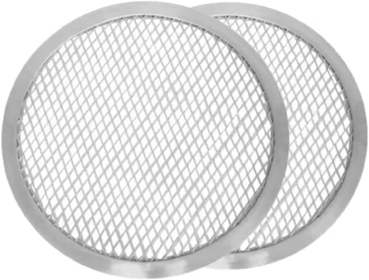 TrueCraftware- Set of 2 Aluminum 10” Seamless Rim Pizza Baking Screen- Bakeware Pizza Screen Round Pizza Pan Tray Round Baking Tray for Home Kitchen Pizzeria & Restaurants