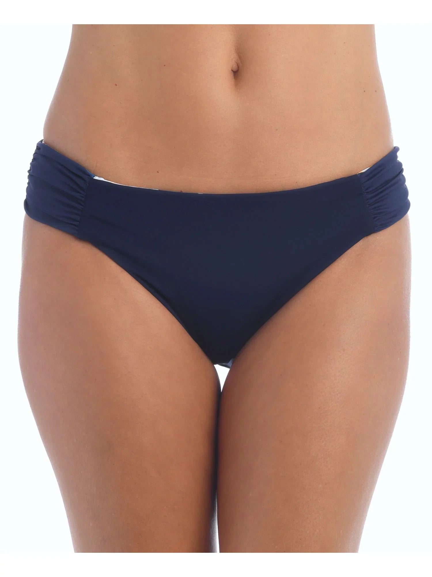 LA BLANCA Women's Navy Floral Stretch Shirred Lined Reversible Moderate Coverage Petals In Bloom Hipster Swimsuit Bottom 4