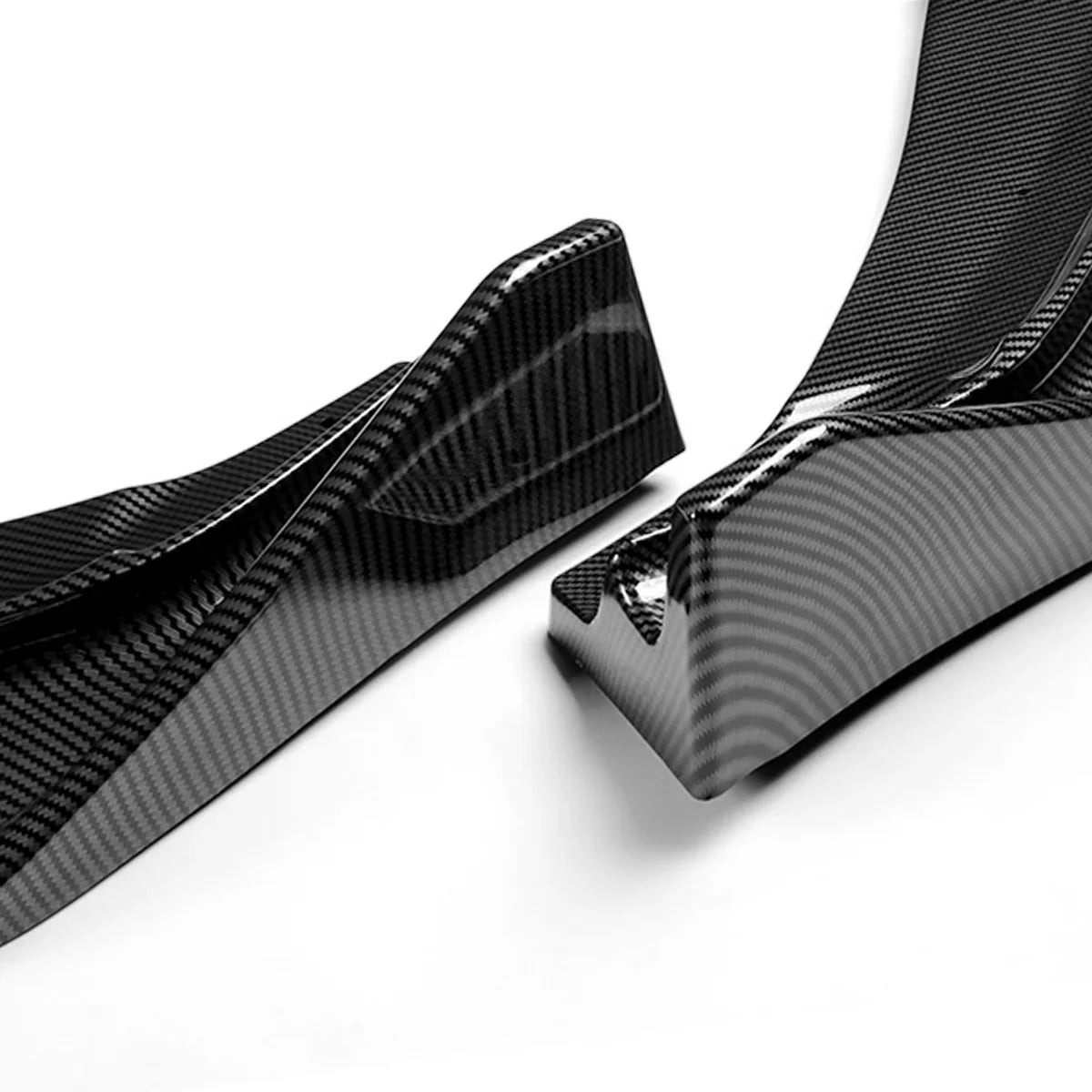 DNA Motoring 2-PU-669-PCF For 2014 to 2017 Honda Fit Carbon Fiber Look 3Pcs Front Bumper Lips Guard Body Kit w/Vertical Stabilizers