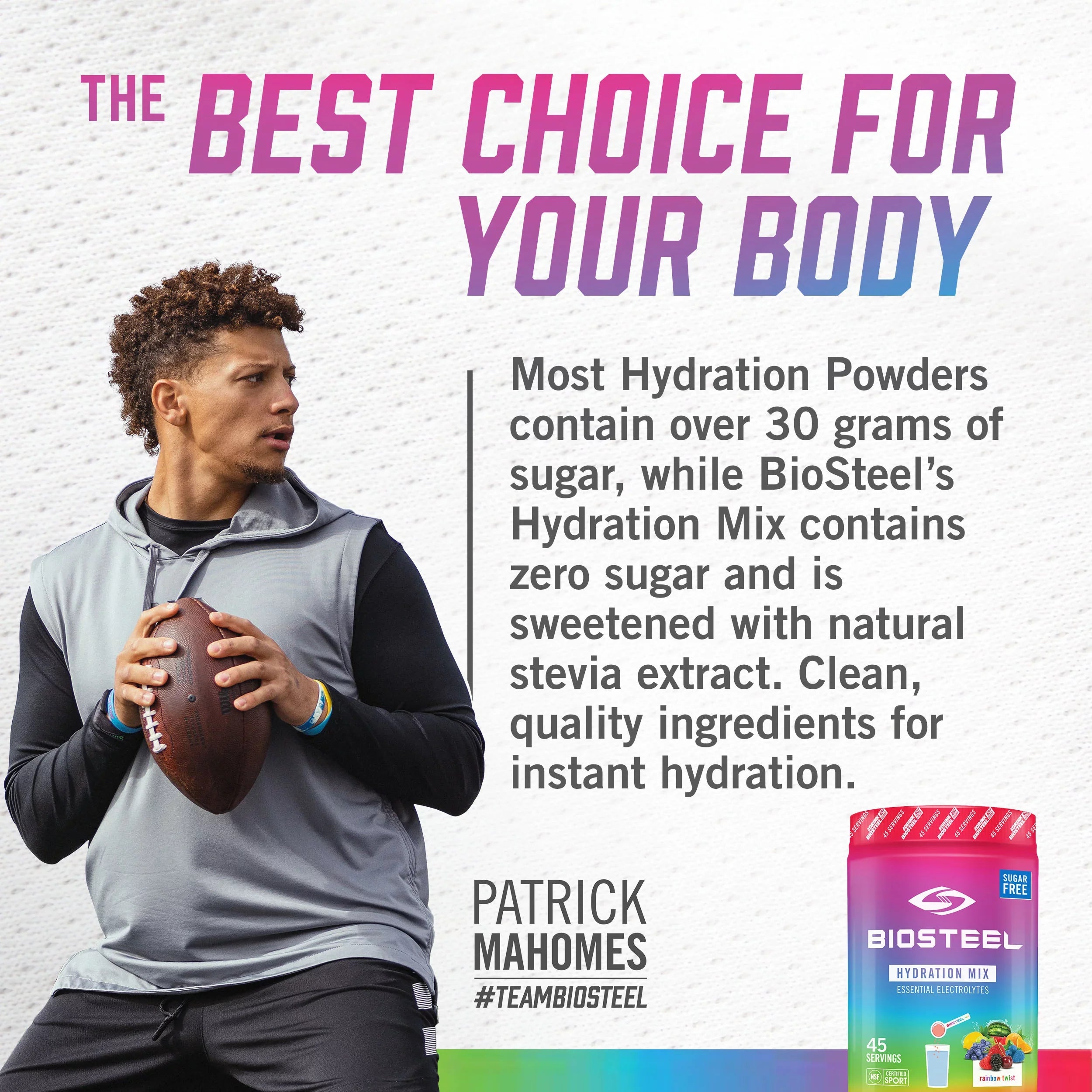 BioSteel Zero Sugar Hydration Mix, Great Tasting Hydration with 5 Essential Electrolytes, Rainbow Twist Flavor, 45 Servings per Tub