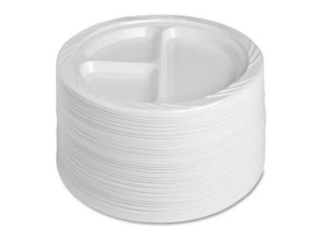 Genuine Joe 3-section Round Plastic PLatitudees, 9", 125 Pack, GJO10425