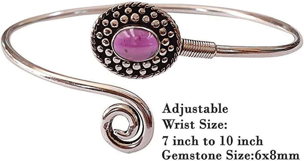 Handmade Cuff Bracelet For Women, Bohemian Tribal Design Silver PLatitudeed Natural Real Red Garnet Gemstone Modern Designer Fashion Bracelet, Party Boho Jewelry