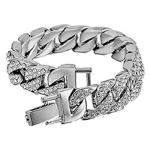 Charles Raymond Iced Out Mens Color on Blast Watch Single or Combo Sets with Blinged Out Bracelets Set. Iced Out Colourful Rainbow Flame Collection (ST10327CO-C SLV)