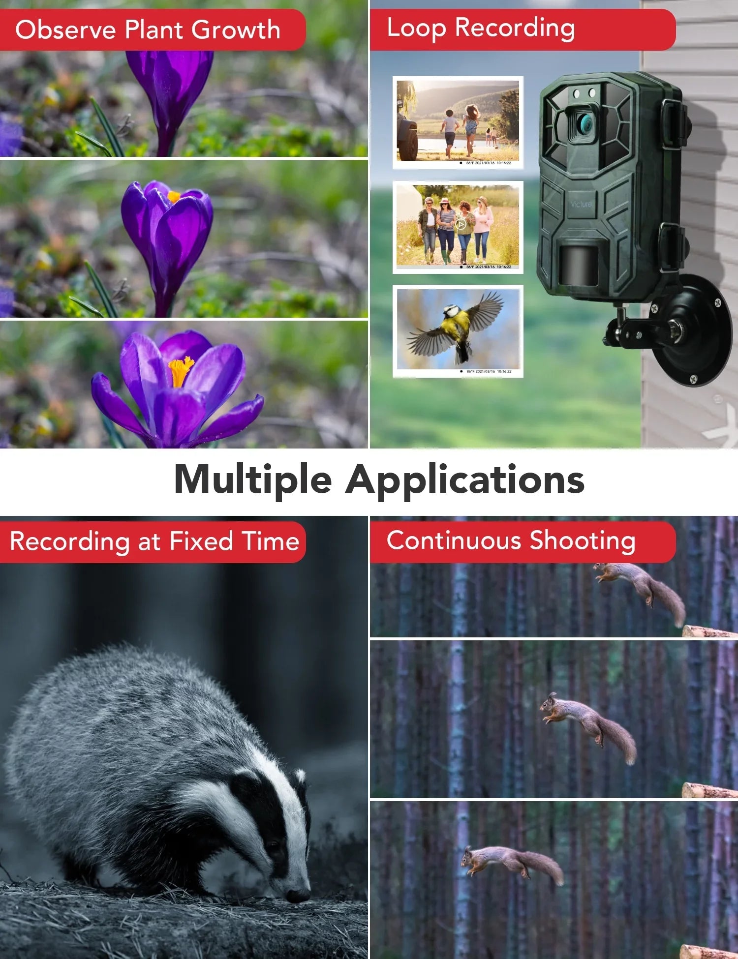 Victure HC520 4K/30MP Trail Camera  IP66 Waterproof  with LEDs Infrared Night Vision Game Camera 120° Detection Angle with 0.3' Trigger Speed for Outdoor Security