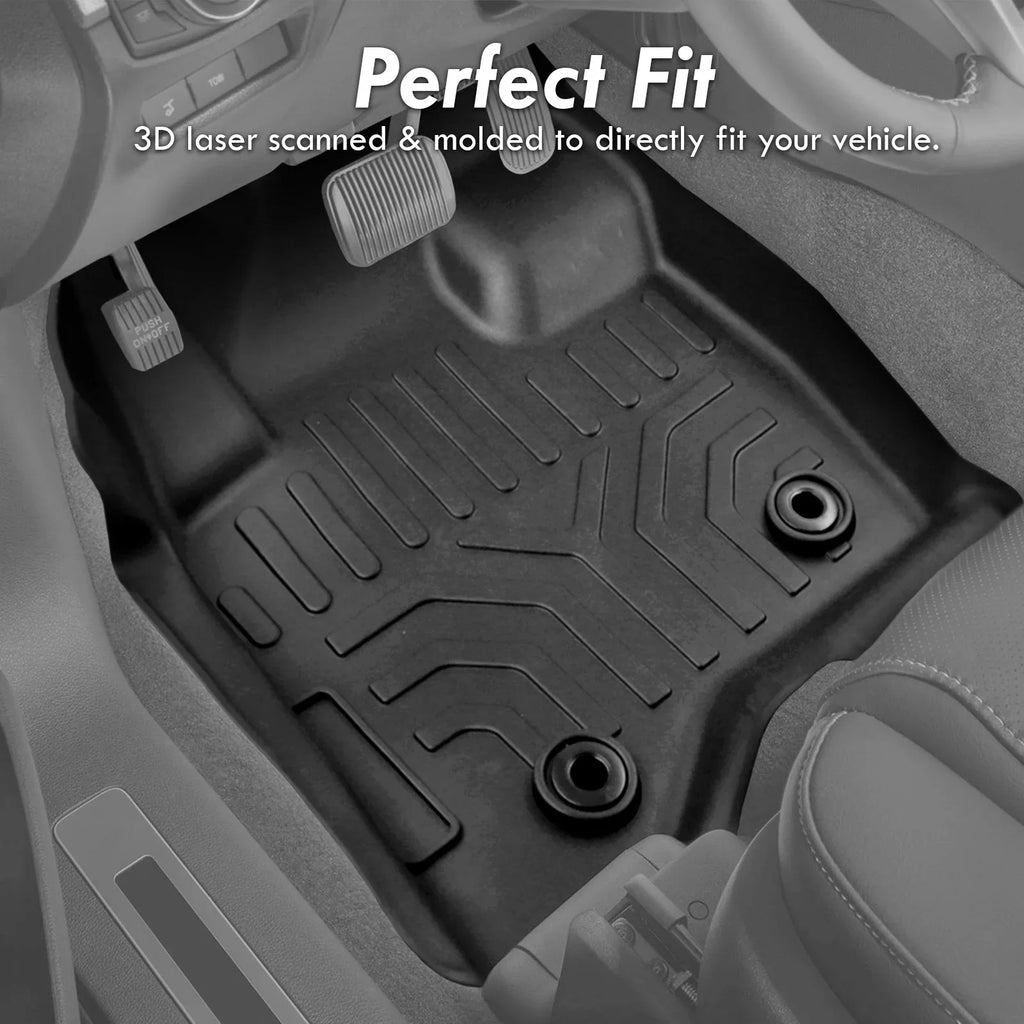 AJP Distributors All Weather Season Proof Rubber Floor Mats Front Rear Set Compatible/Replacement For Chevy Colorado GMC Canyon Crew Cab 2015 2016 2017 2018 2019 2020 2021 2022 15 16 17 18 19 20 21 22