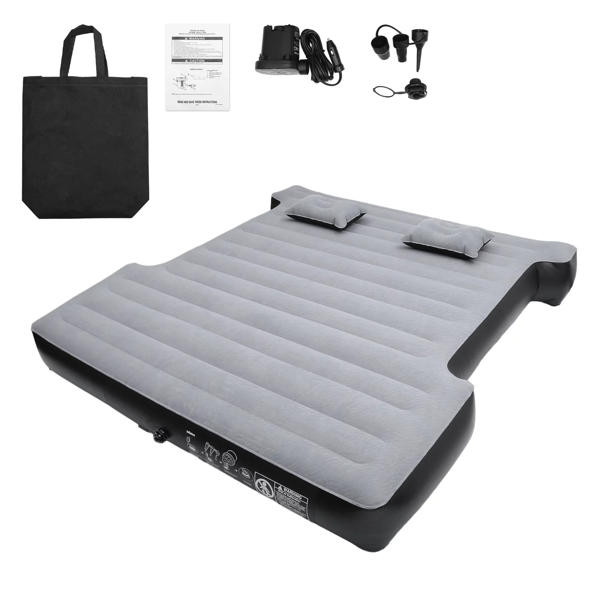 Unique Bargains Universal InfLatitudeable Thickened 5.5-5.8ft Full-Size Short Truck Bed Kit PVC with Electric Air Pump Gray