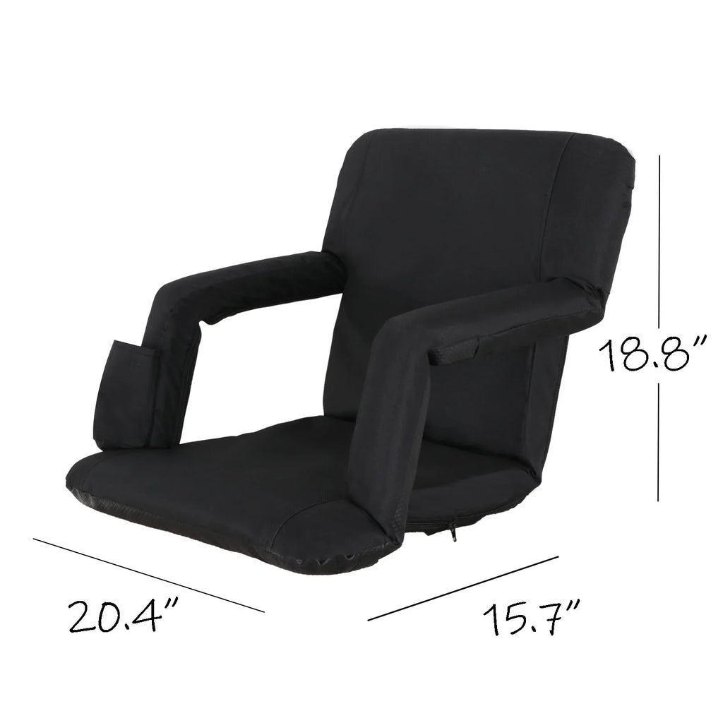 HomGarden Portable Stadium Seat Chair for Bleachers, 6 Reclining Folding Seat Waterproof, Black