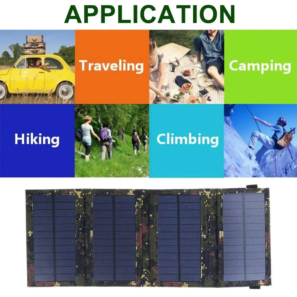 Paddsun 80W USB Solar Panel Folding Power Bank Outdoor Camping Hiking Phone Charger USA