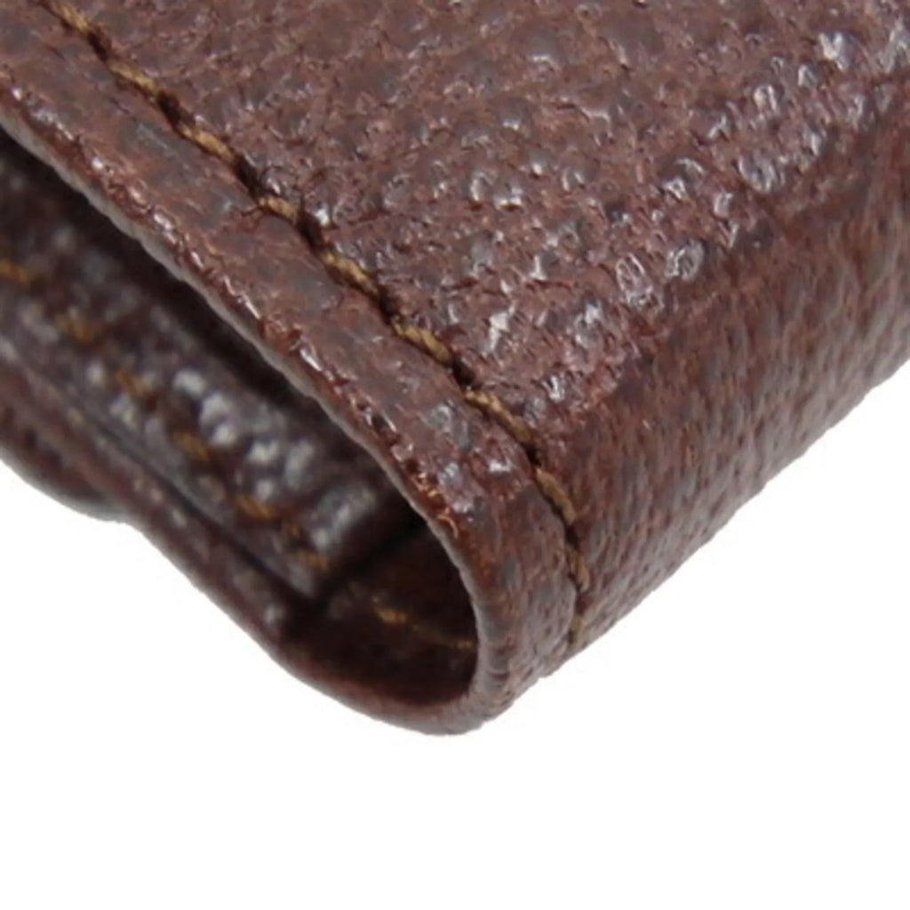 Pre-Owned Burberry 5 Key Case MS152 Dark Brown Leather Check Coin Holder BURBERRY (Good)