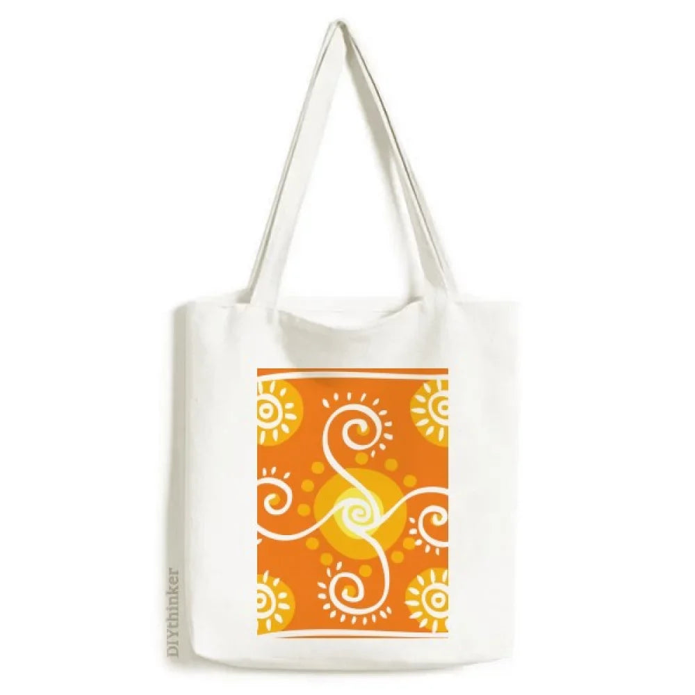 Volume Orange Mexico Totems Ancient Civilization Tote Canvas Bag Shopping Satchel Casual Handbag