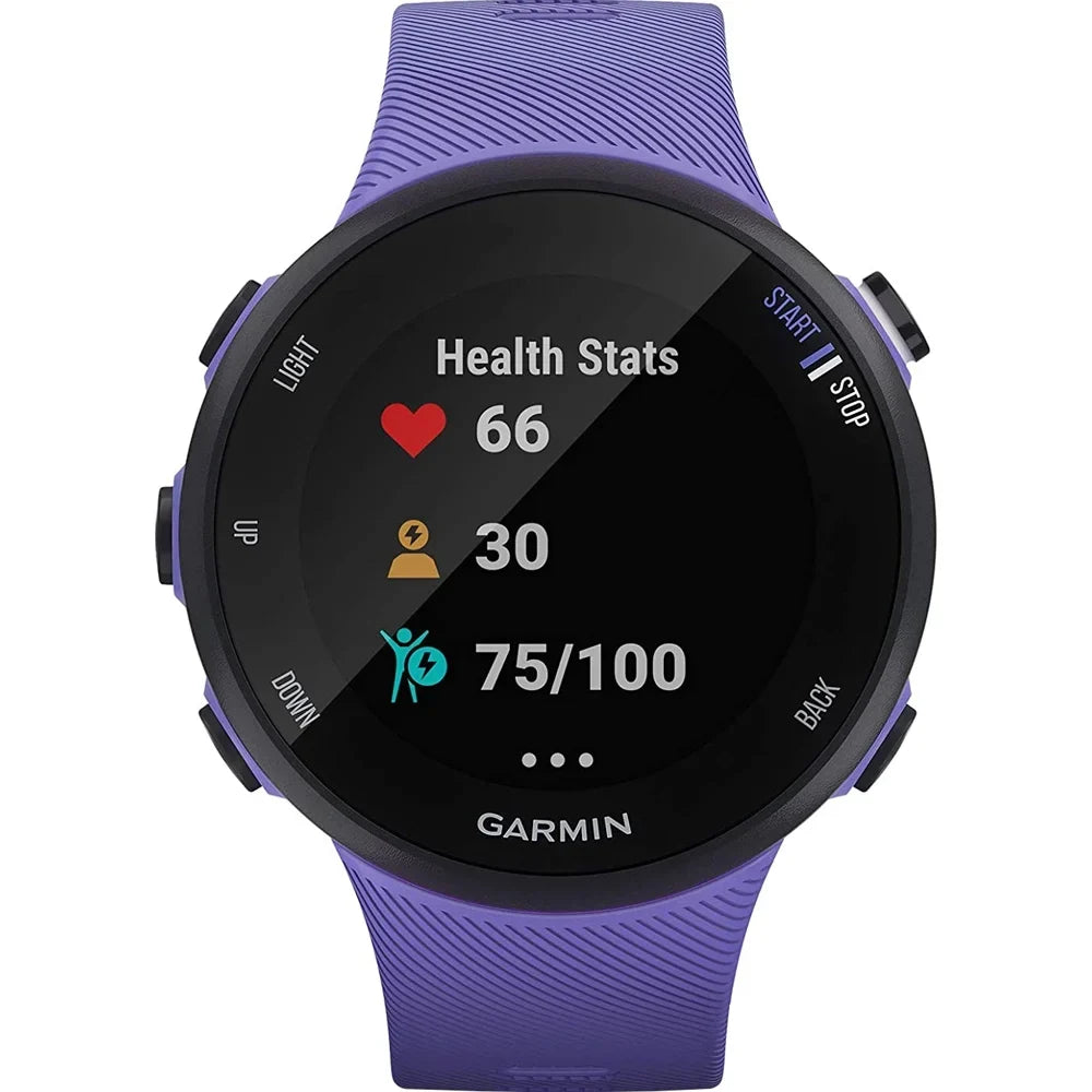 Restored Garmin 010-N2156-01 Forerunner 45S GPS Heart Rate Monitor Running Smartwatch (Iris) - Bundle With Fitness & Wellness Suite (WEYV, Yoga Vibes, Daily Burn) (Refurbished)