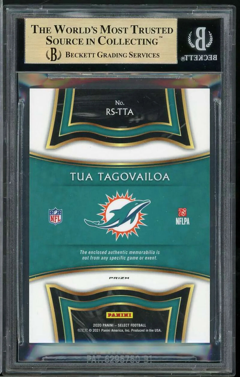 Tua Tagovailoa Card 2020 Panini Select Swatches Rookie Prizm Red #3 BGS 9.5
