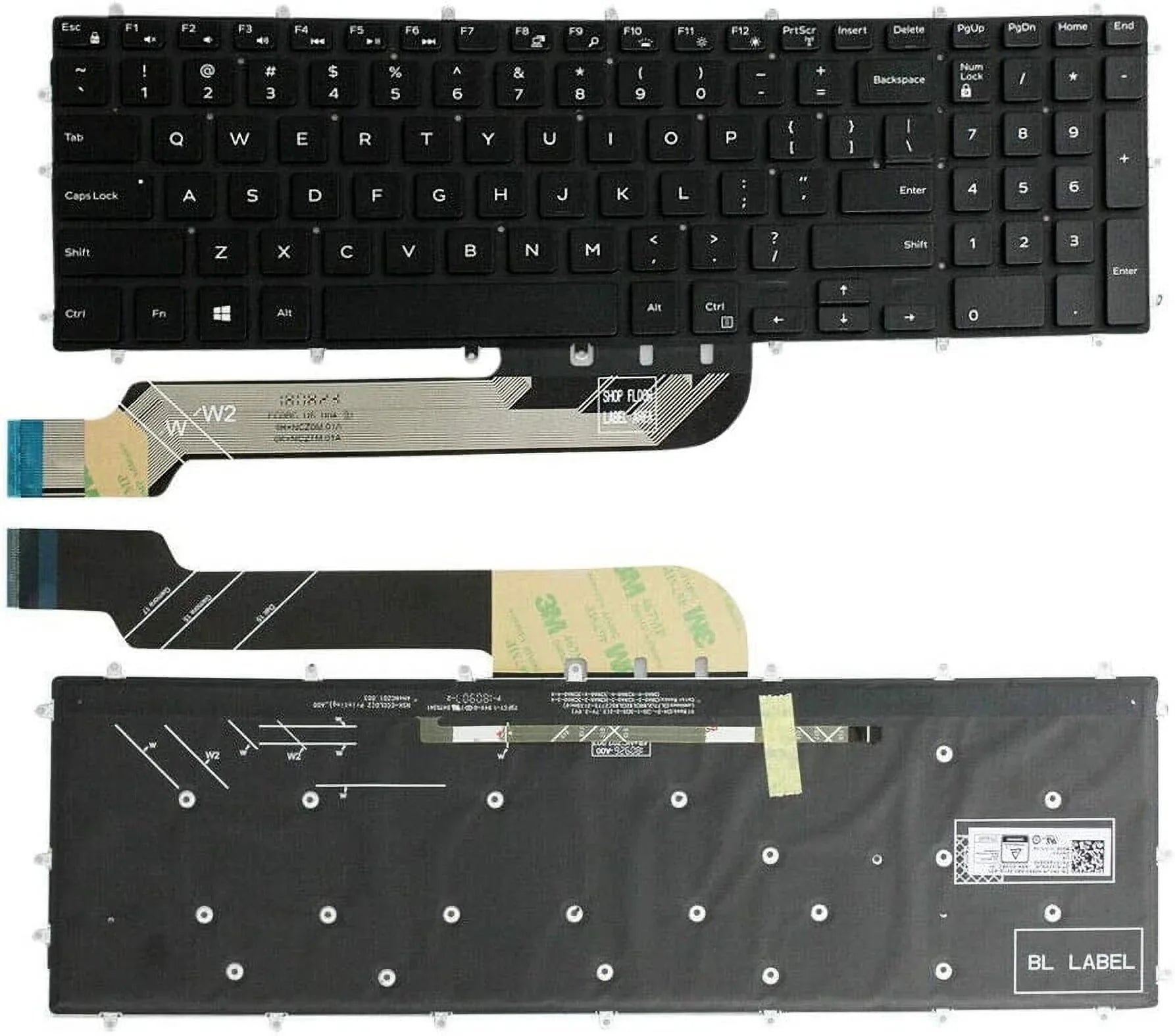 New US Black English Backlit Laptop Keyboard (Without palmrest) Replacement for Dell G3 15 3590 G3 3579 G3 3779 G5 15 5590 G7 15 7588 17 7790 G7 15 7590 Light Backlight