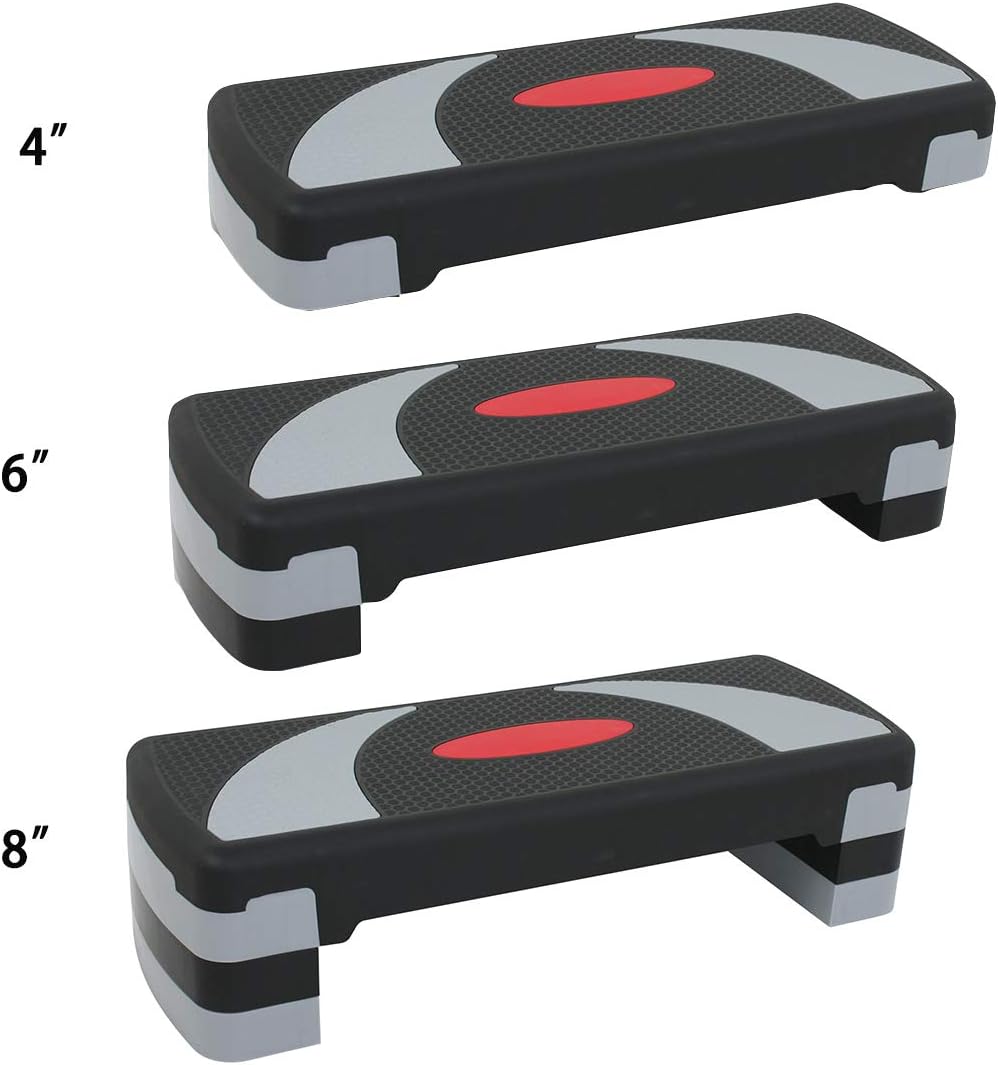 Height Adjustable Workout Aerobic Stepper Exercise Step PLatitudeform Riser 3 Levels for Fitness Strength Training
