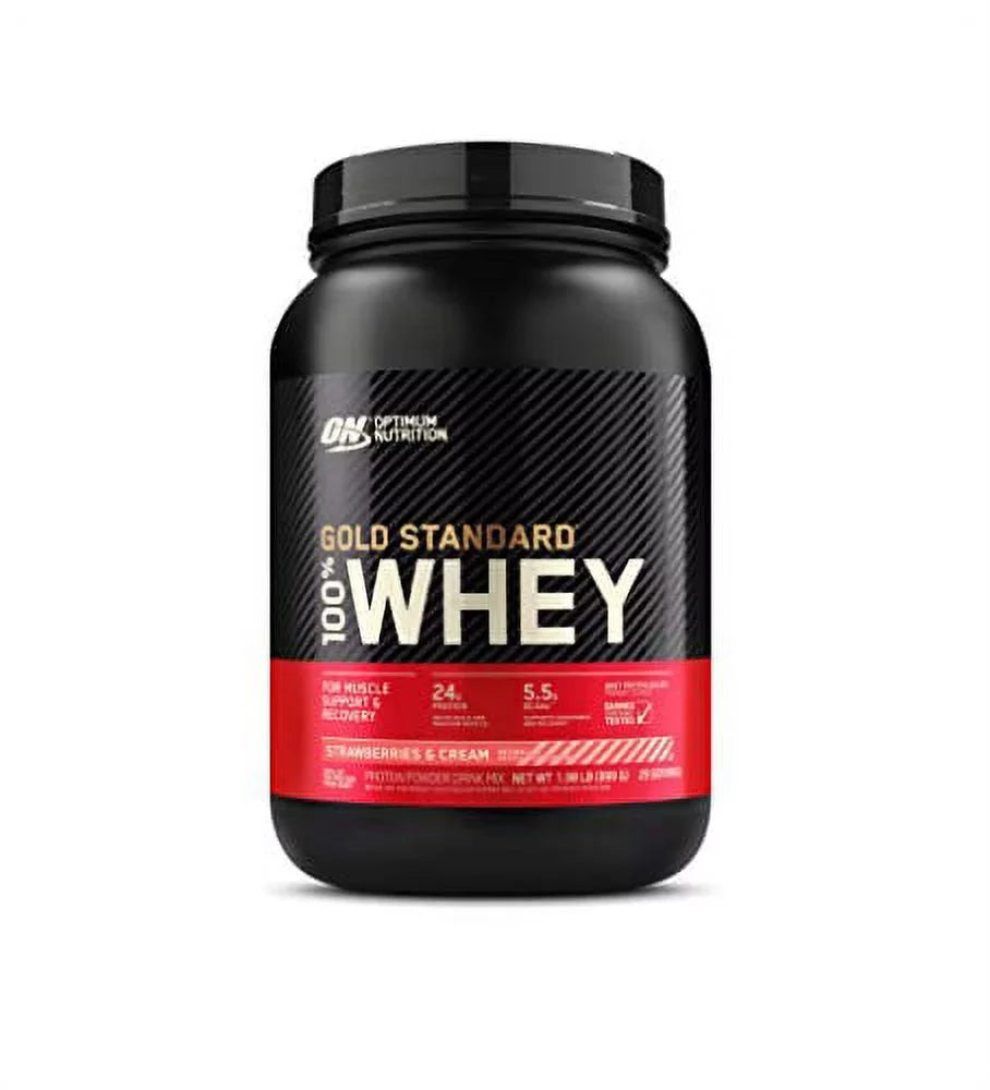 Optimum Nutrition Gold Standard 100% Whey Protein Powder, Strawberry & Cream, 2 Pound (Packaging May Vary)