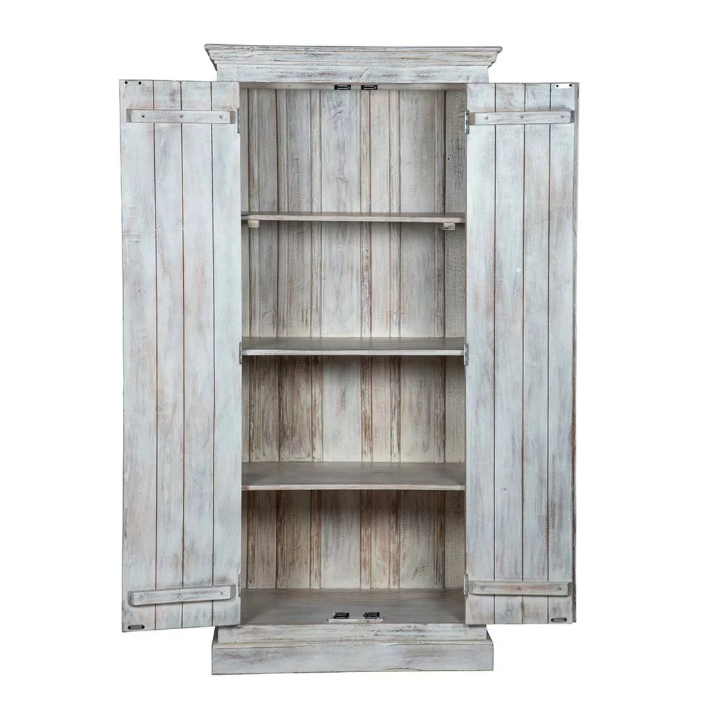 Maadze Shabby Chic White Carved Wardrobe