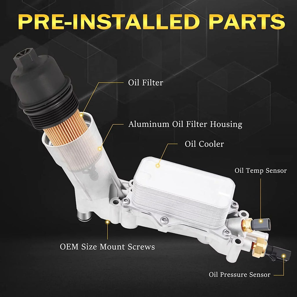 926-959 Aluminum Engine Oil Filter Housing with Oil Cooler Sensors and Gaskets for 2011-2016 Jeep Dodge Chrysler Ram 3.6L