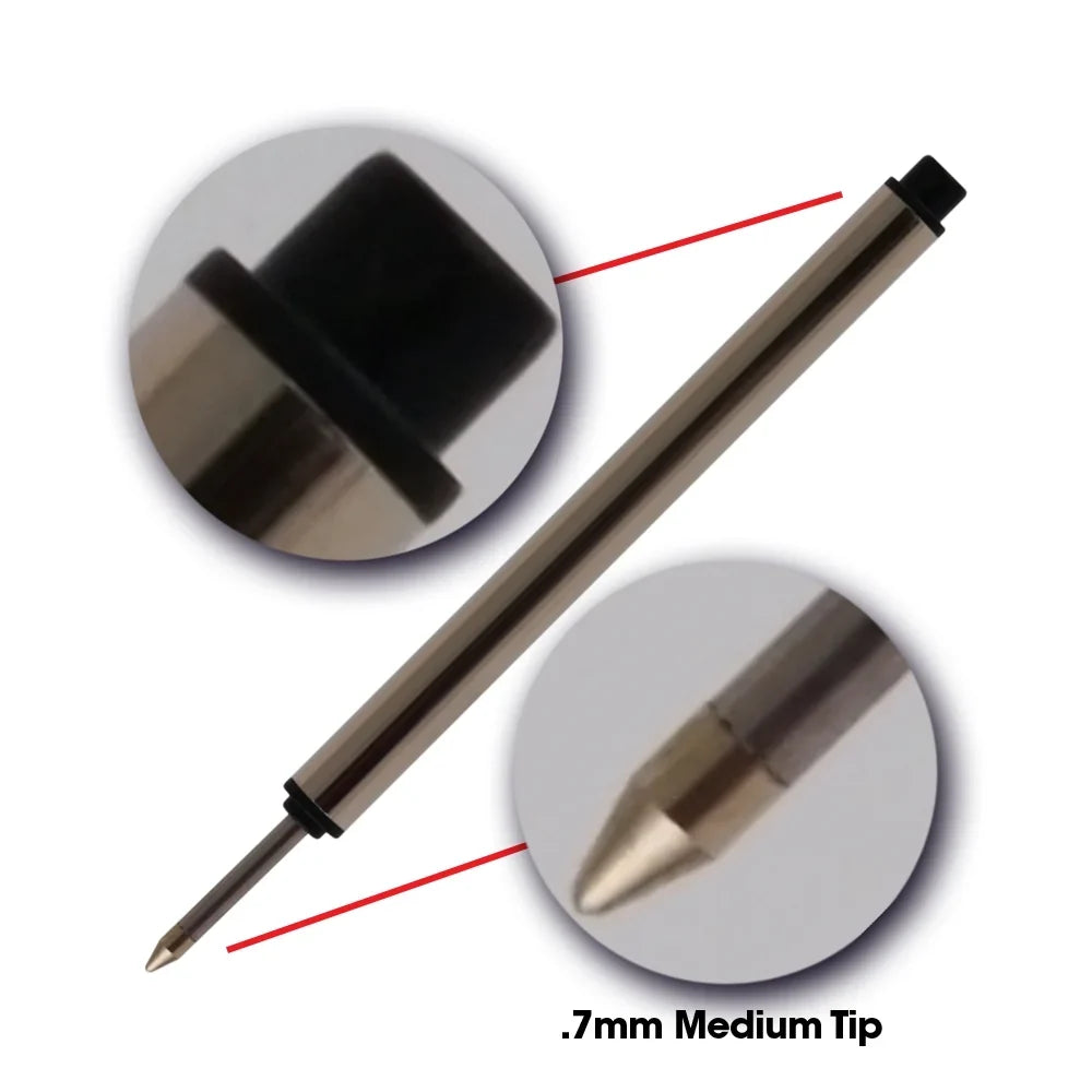 Jaymo Replacement for Montblanc 113777 - Measures 3.84 in / 97 mm Long - Capless Rollerball Pen Refill - 12 Black