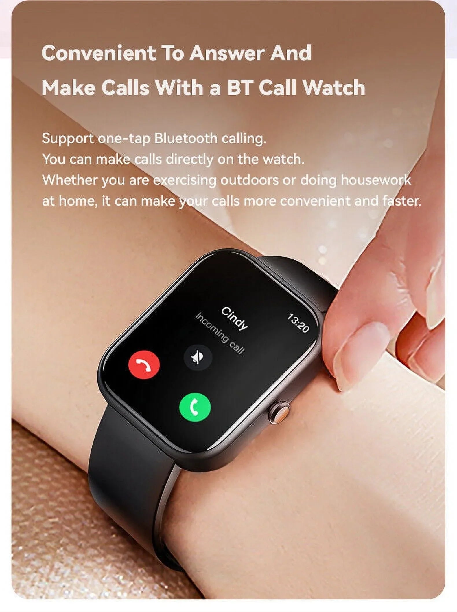 GTS5 Smart Watch Blood Pressure Fitness Tracker Women Men for Android and iOS Black