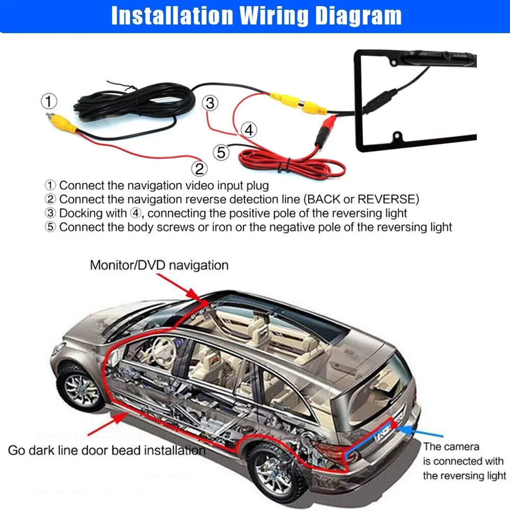 Car Rear View Backup Camera - License PLatitudee Frame with Night Vision