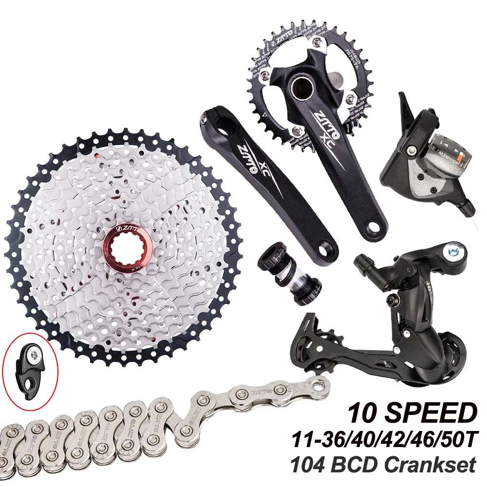 ZTTO Bicycle transmission kit,Mountain Bike Crankset 11-50T 10 11-50T 10 Speed Bike Crankset 11-50T Speed MTB MTB Derailleurs Shifter MTB Mountain Bike Speed MTB Derailleurs 1x10 Speed MTB