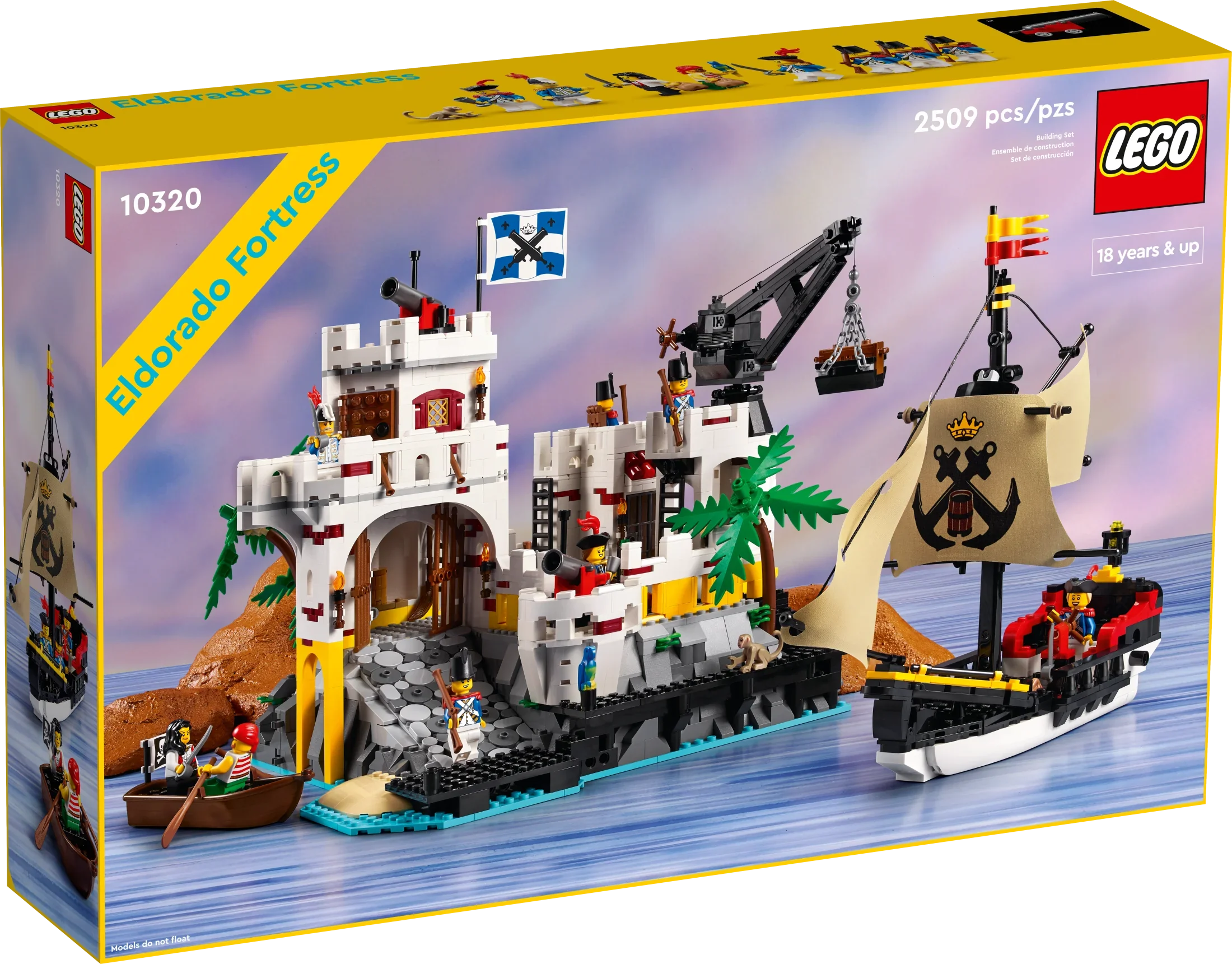 LEGO Icons Eldorado Fortress Building Kit, Pirate Gift, Includes Pirate Ship and 8 Minifigures, Nostalgic Gift Idea for Adults Who Love a Rewarding Project, Home Office Décor, 10320