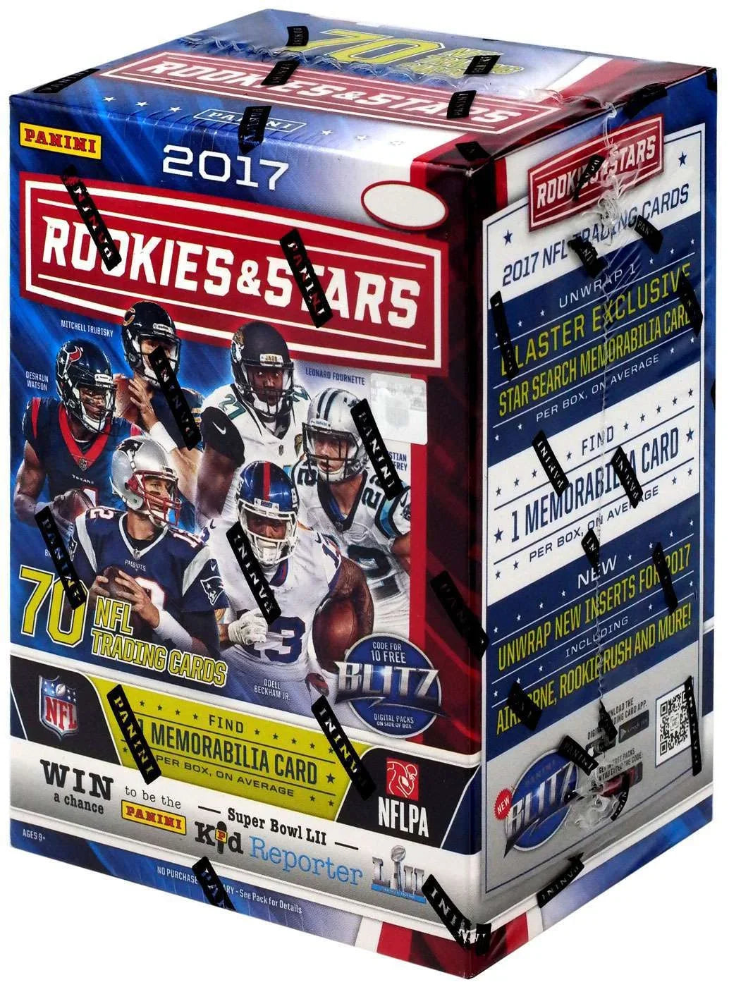 NFL Panini 2017 Rookies & Stars Football Trading Card BLASTER Box (70 Cards, 1 Memorabilia Card!)