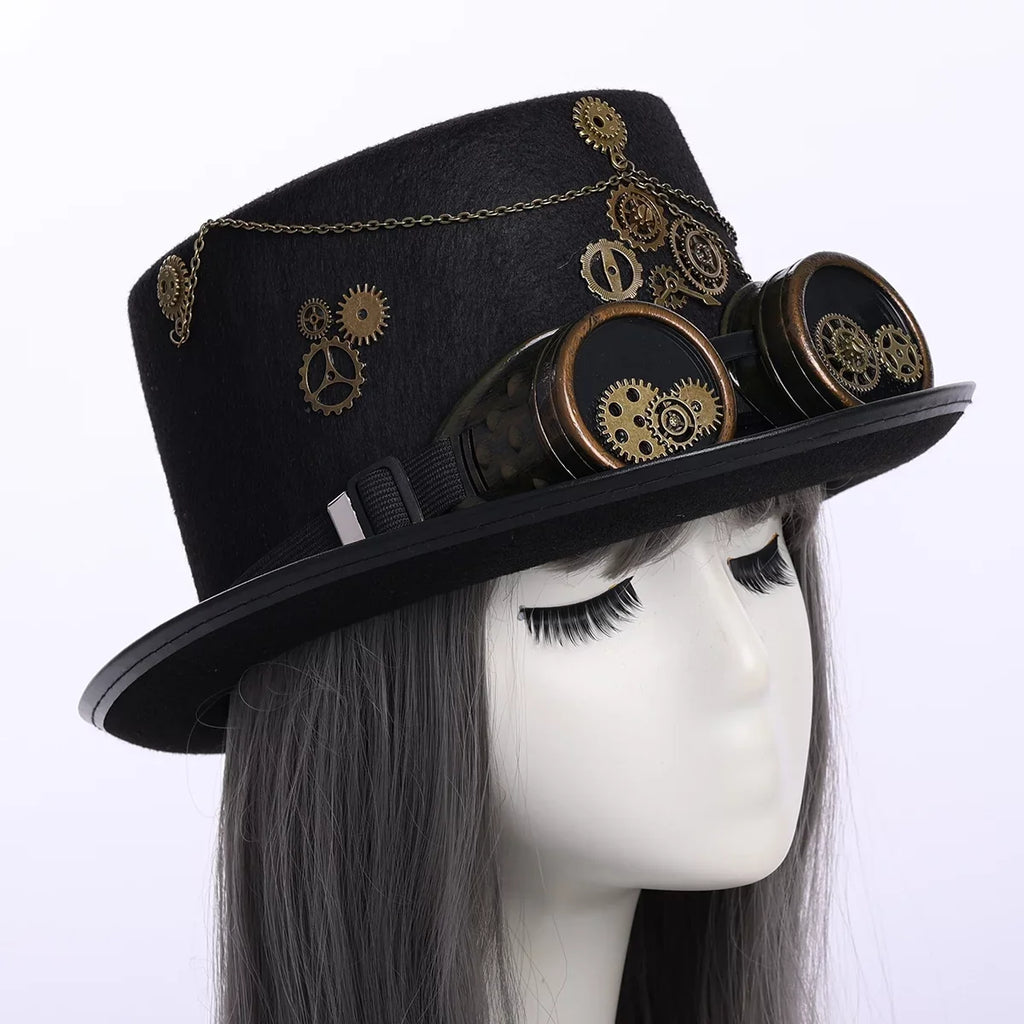GRACEART Unisex Steampunk Top Hats with Goggle Gothic Punk Hallo Hat