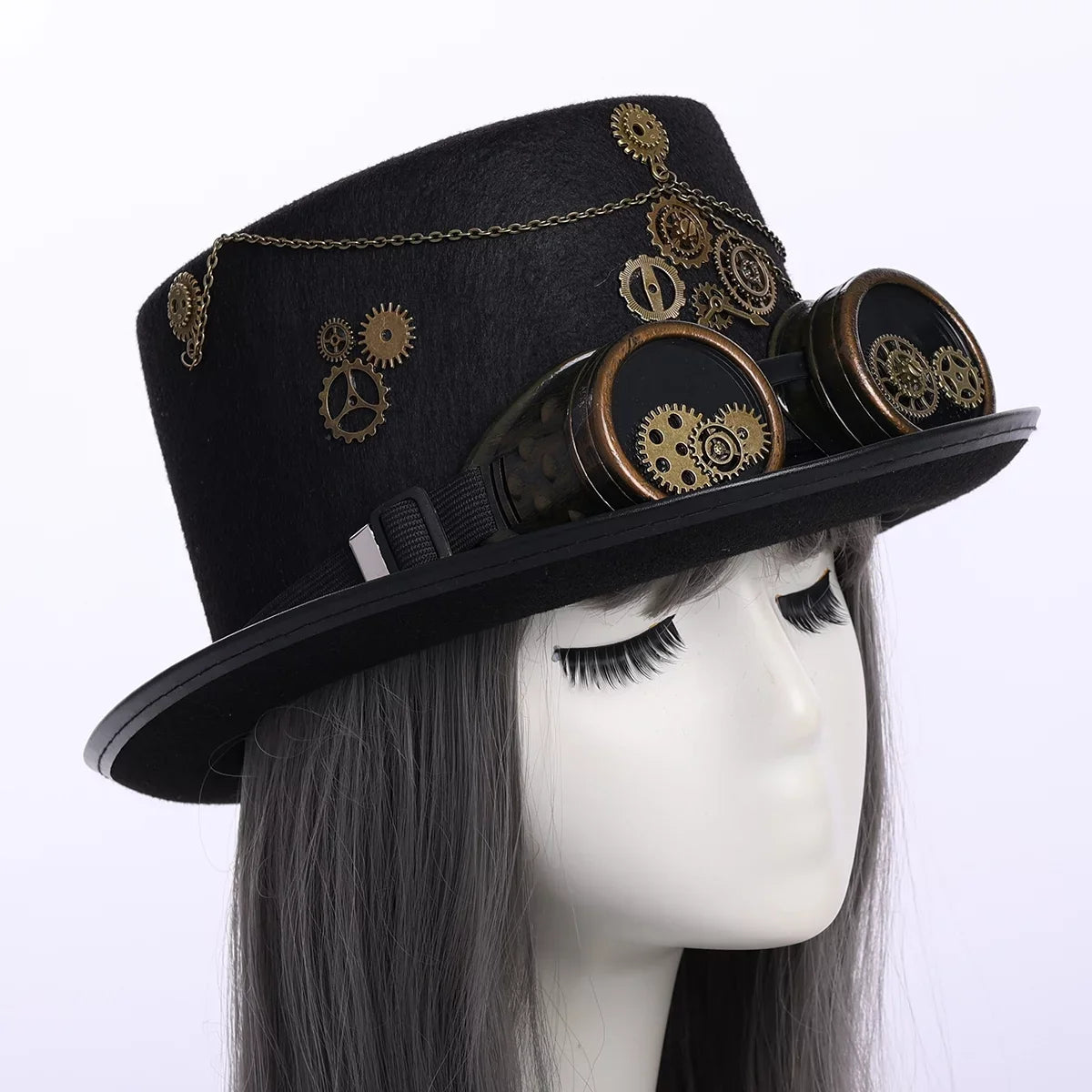 GRACEART Unisex Steampunk Top Hats with Goggle Gothic Punk Hallo Hat