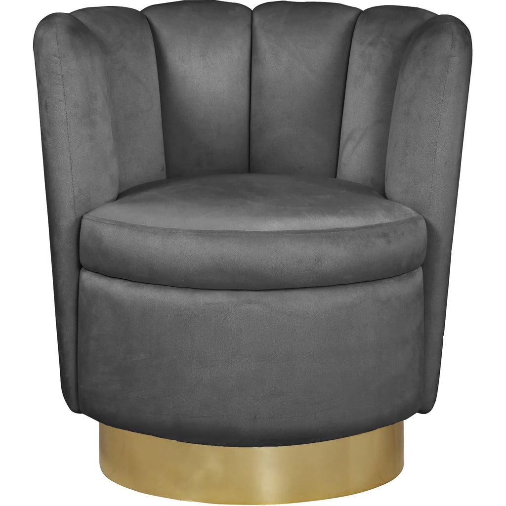 Homestock Seaside Serenity Velvet Upholstered Accent Chair with Durable Gold Steel Swivel Base, 30-inch W x 27-inch D x 31-inch H